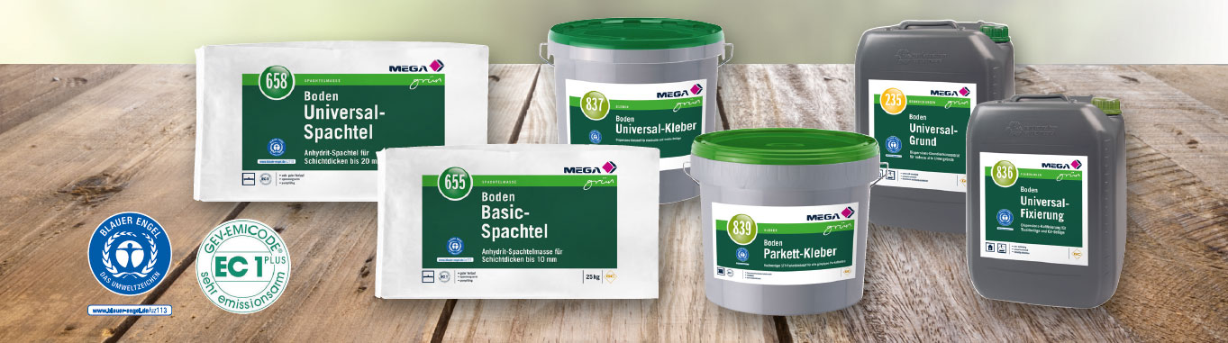 Neue MEGAgruen Verlegewerkstoffe Boden