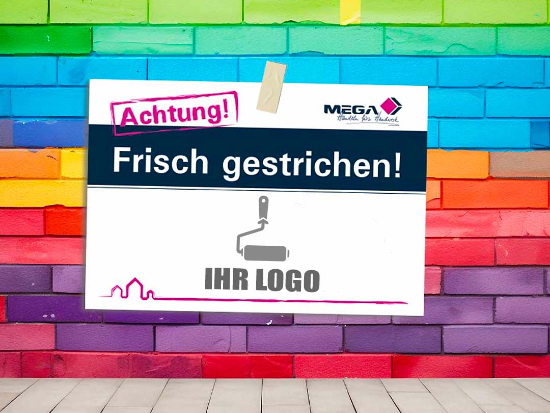 Frisch gestrichen Schild mit Ihrem Firmenlogo