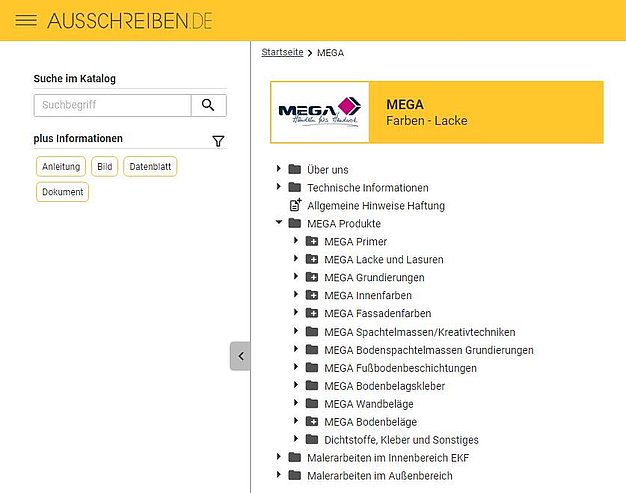 ScreenShot MEGA Startseite auf ausschreiben.de