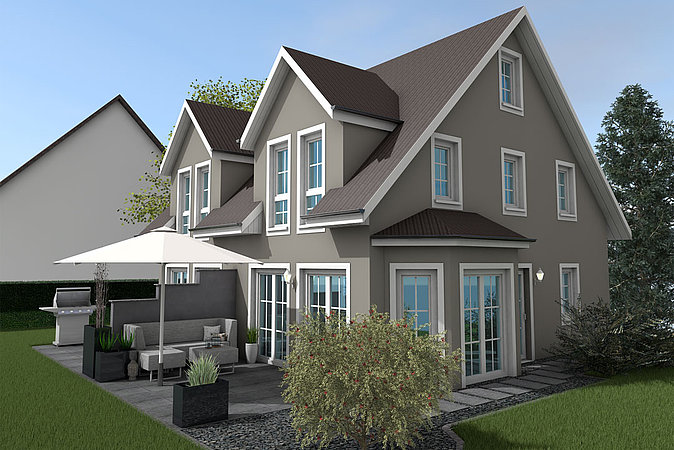 Bild 3D Farbentwurf Doppelhaus