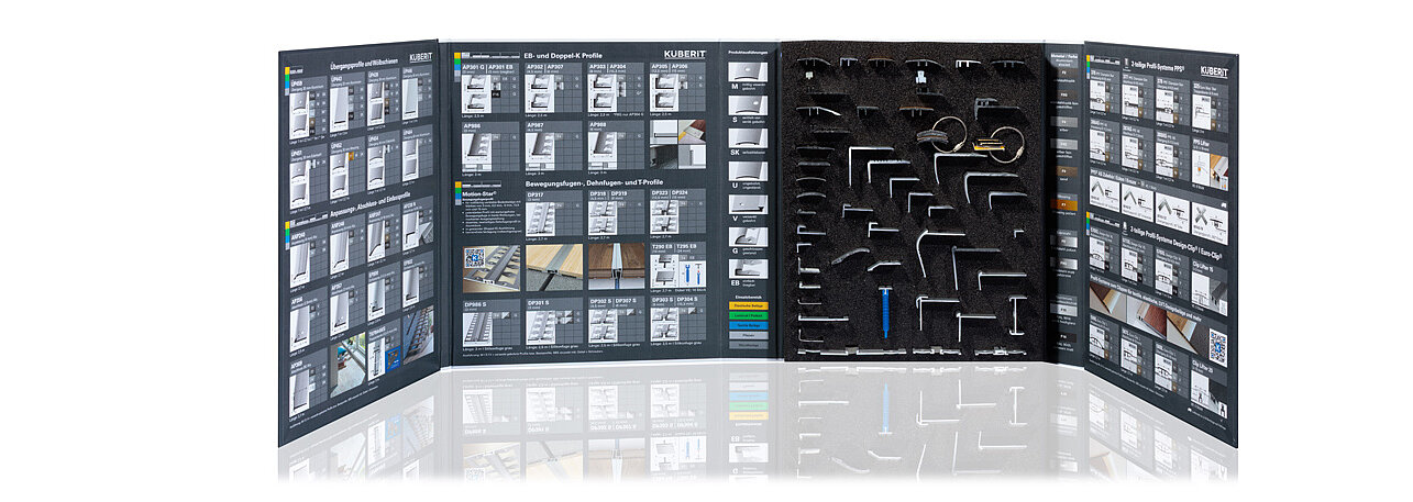 Ein vielfältiges Angebot an Leisten, Profilen und Treppenkanten aus Metall.