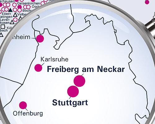 Die neuen Standorte der MEGA Gruppe in Stuttgart und Freiberg am Neckar.